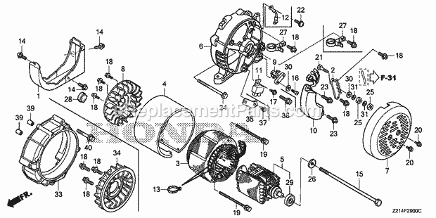Honda EM5000SXK2 (Type ACH)(VIN# GCAEH-1-9999999) Generator Rotor, Stator Diagram
