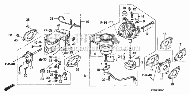 Honda EM5000SXK2 (Type ACH)(VIN# GCAEH-1-9999999) Generator Carburetor (1) Diagram