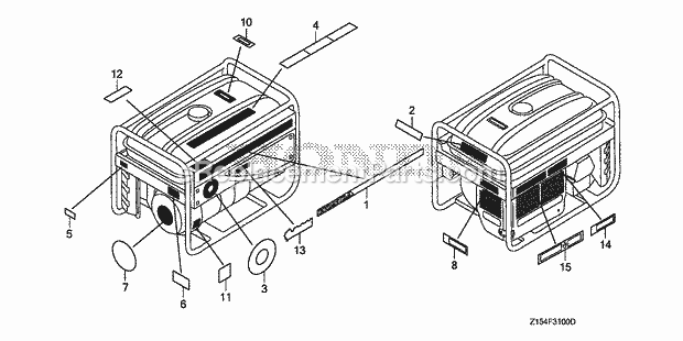 Honda EP2500CX1 (Type ACH)(VIN# GCAAH-1000001-9999999) Generator Labels Diagram