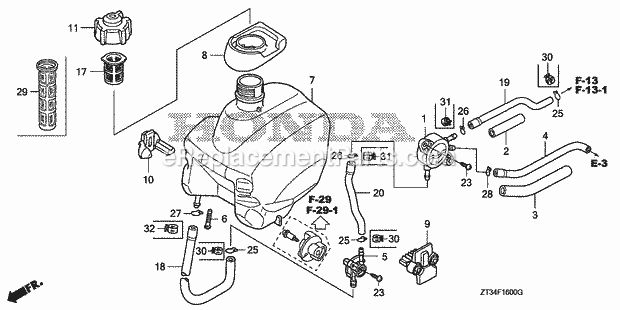 Honda EU1000IK1 (Type AC)(VIN# GCAL-1500001-9999999) Generator Fuel Tank Diagram