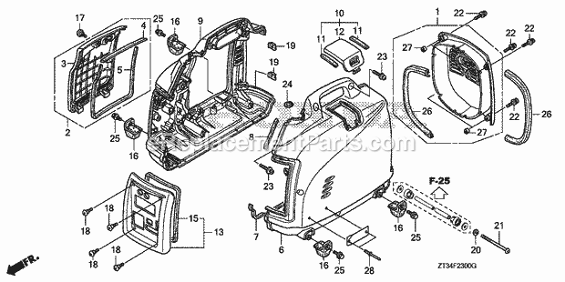 Honda EU1000IK1 (Type AC)(VIN# GCAL-1500001-9999999) Generator Front Cover, Side Cover Diagram