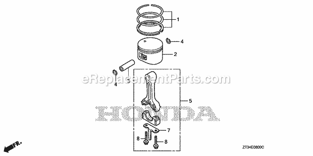 Honda EU1000IK1 (Type AC)(VIN# GCAL-1500001-9999999) Generator Piston, Connecting Rod Diagram