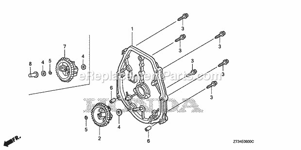 Honda EU1000I (Type AC)(VIN# GCAL-1500001-9999999) Generator Crankcase Cover Diagram