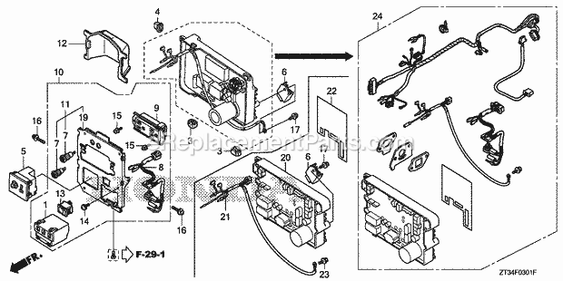 Honda EU1000I (Type AC)(VIN# GCAL-1500001-9999999) Generator Control Panel (Eu1000i/K1) (1) Diagram