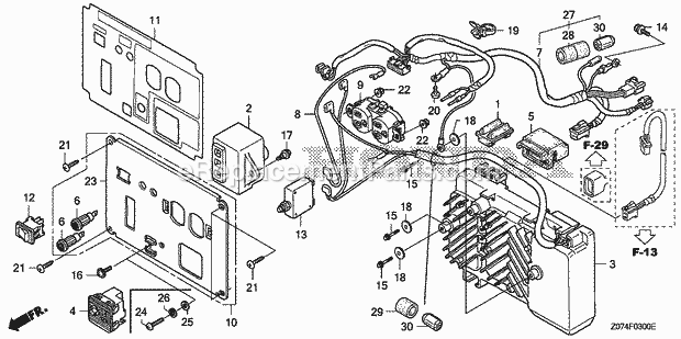 Honda EU2000I (Type A/B)(VIN# GCANM-1300001-9999999) Generator Control Panel (Eu2000i) (1) Diagram