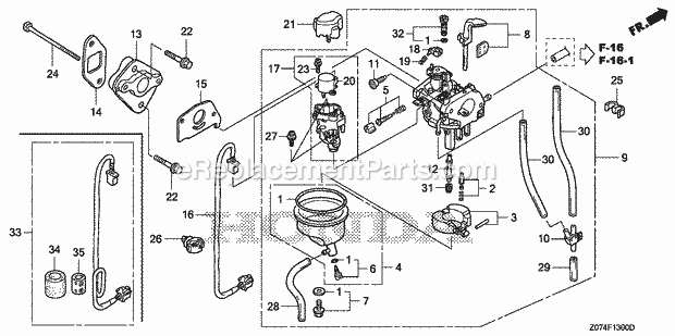 Honda EU2000I (Type AN2)(VIN# GCANM-1300001-9999999) Generator Carburetor Diagram