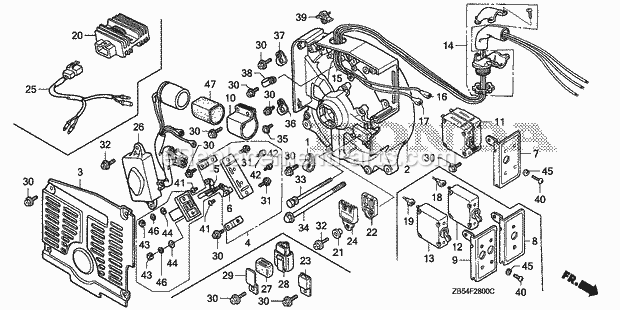 Honda EV4010 (Type AC/B)(VIN# GA01-1400001-1499999) RV Generator Rear Housing Diagram