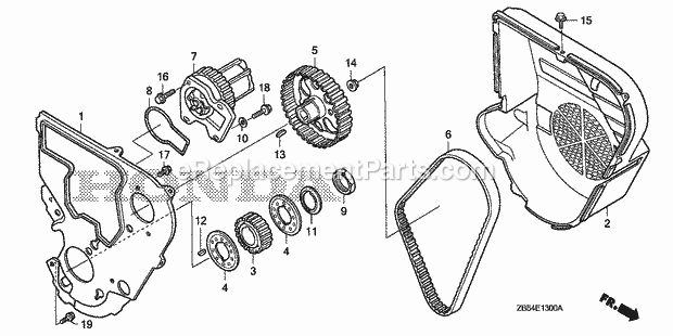 Honda EV4010 (Type AC/B)(VIN# GA01-1400001-1499999) RV Generator Timing Belt, Water Pump Diagram