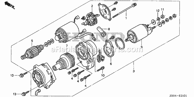Honda EVD4010 (Type ADV/B)(VIN# GA01-1400001-1499999) RV Generator Starter Motor (2) Diagram