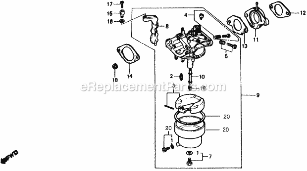 Honda EW170 (Type A)(VIN# GE400-1000001-9999999) Generator Page J Diagram