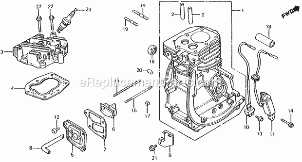 Honda EX800 (Type A)(VIN# G100-1287874-9999999) Generator Cylinder Diagram