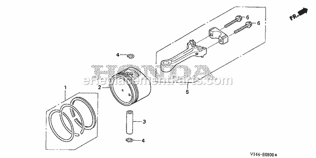 Honda F220 (Type A/A)(VIN# GJALM-1100001-1199999) Tiller Piston, Connecting Rod Diagram