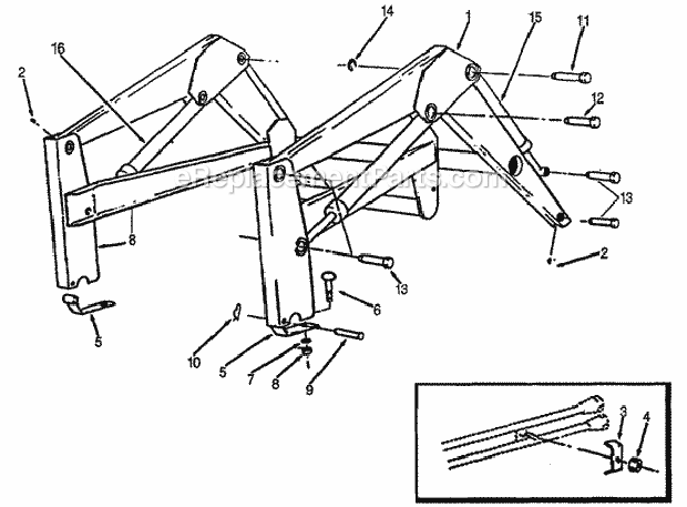 Honda FL6555 (Type A) Lawn Tractor Loader Boom Assembly Diagram