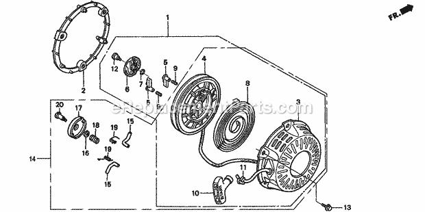 Honda FR750 (Type AC/A)(VIN# GCAE-1900001-9999999) Tiller Recoil Starter Diagram