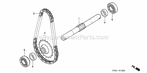 Honda FR800 (Type AC/A)(VIN# GC04-3000001-3945545) Tiller Wheel Shaft Diagram