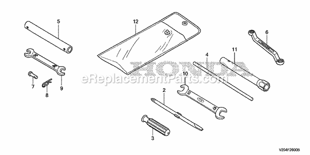 Honda FRC800 (Type A)(VIN# GC04-4400001-9999999) Tiller Tools Diagram