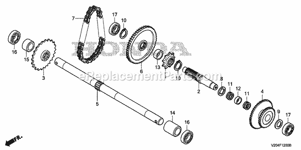 Honda FRC800 (Type AC)(VIN# GC04-4400001-9999999) Tiller Wheel Shaft Diagram