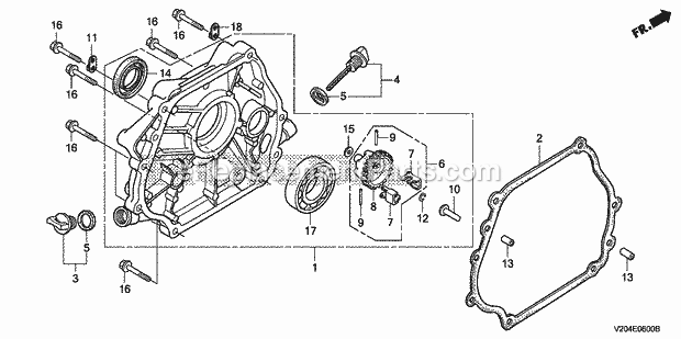 Honda FRC800 (Type AC)(VIN# GC04-4400001-9999999) Tiller Crankcase Cover Diagram