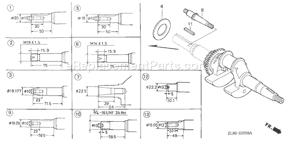 Honda GC160A (Type PHA)(VIN# GCAHA-1000001-3599749) Small Engine Page F Diagram