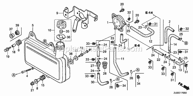 Honda GC160 (Type VHA)(VIN# GCAH-1000001-9999999) Small Engine Page K Diagram