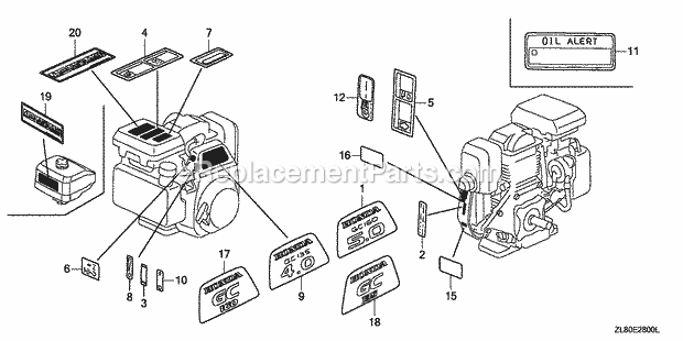 Honda GC160 (Type VHA)(VIN# GCAH-1000001-9999999) Small Engine Page N Diagram