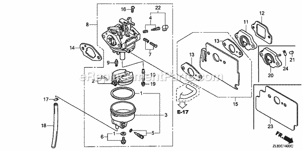Honda GC160 (Type VHA)(VIN# GCAH-1000001-9999999) Small Engine Page H Diagram