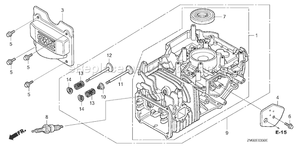 Honda GCV160LA0 (Type E1A2)(VIN# GJARA-1000001) Small Engine Page F Diagram