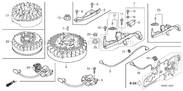 Honda GCV160LA0 (Type E1A2)(VIN# GJARA-1000001) Small Engine Page H Diagram