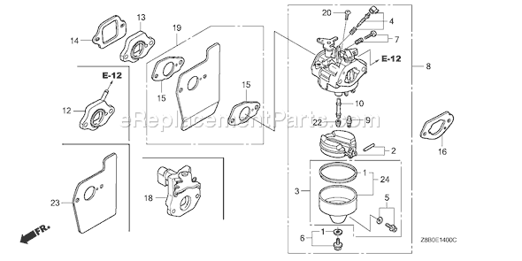 Honda GCV160LA (Type R3A)(VIN# GJAEA-8018820) Small Engine Page E Diagram