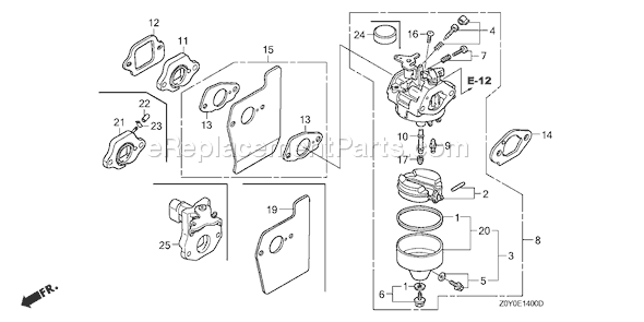 Honda GCV190A (Type N1AF)(VIN# GJAAA-1000001) Small Engine Page C Diagram