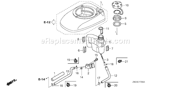 Honda GCV190LA (Type N1A)(VIN# GJAAA-1607129) Small Engine Page J Diagram