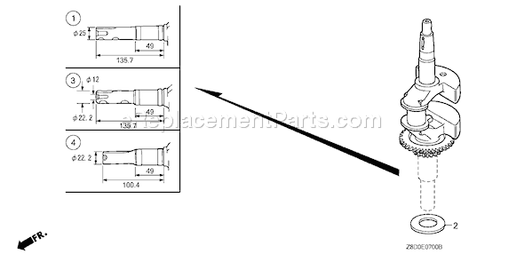 Honda GCV190LA (Type N1A)(VIN# GJAAA-1607129) Small Engine Page E Diagram