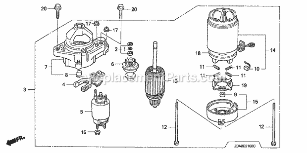 Honda GCV530 (Type QEA1)(VIN# GJAJM-1000001-1049999) Small Engine Page M Diagram