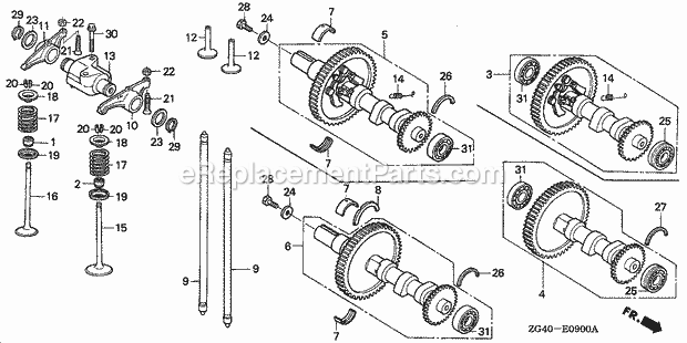 Honda GD320 (Type QAA)(VIN# GPB-1000001-1008896) Small Engine Page G Diagram