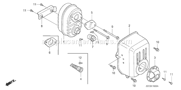 Honda GS190A (Type QBA)(VIN# GCACA-1000001-9999999) Small Engine Page K Diagram