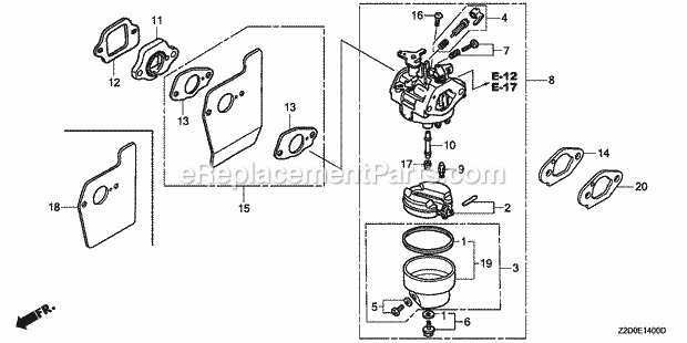 Honda GSV190A (Type S3A)(VIN# GJACA-1000001-1035730) Small Engine Page H Diagram
