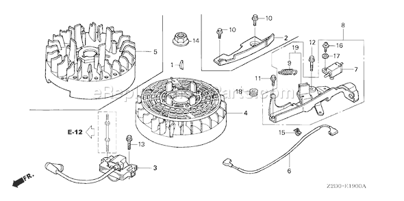 Honda GSV190A (Type S3A)(VIN# GJACA-1000001-1035730) Small Engine Page I Diagram