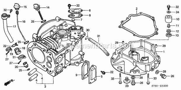 Honda GV35 (Type A2)(VIN# GV35-1000001-1015927) Small Engine Page B Diagram