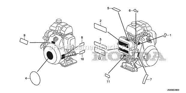 Honda GX100RT (Type KRBN)(VIN# GCCCT-1000001-9999999) Engine Label Diagram