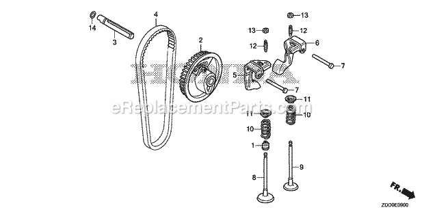 Honda GX100RT (Type KRBN)(VIN# GCCCT-1000001-9999999) Engine Camshaft_Pulley Diagram