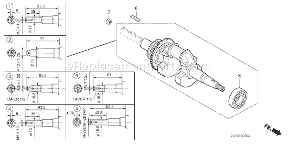 Honda GX100U (Type SE2)(VIN# GCAGK-1000001) Small Engine Page F Diagram