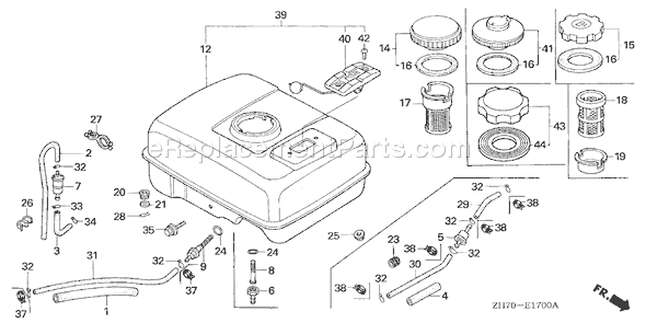 Honda GX120K1 (Type HX2)(VIN# GC01-2000001-4299999) Small Engine Page K Diagram