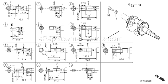 Honda GX120K1 (Type HX/A)(VIN# GC01-4300001) Small Engine Page F Diagram