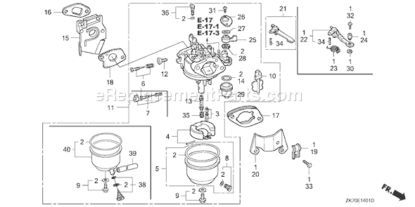 Honda GX120K1 (Type LJD2/A)(VIN# GC01-4300001-9099999) Small Engine Page C Diagram