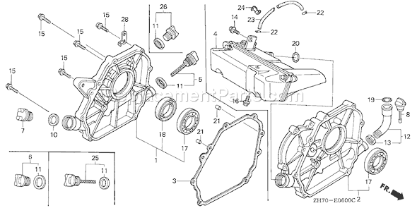 Honda GX120K1 (Type PX)(VIN# GC01-2000001-4299999) Small Engine Page E Diagram