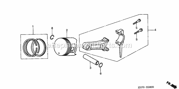 Honda GX120K1 (Type WKT2)(VIN# GC01-2000001-4299999) Small Engine Page E Diagram