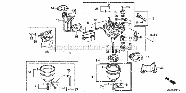 Honda GX120T1 (Type QX2)(VIN# GCAAT-1000001-9999999) Small Engine Page I Diagram