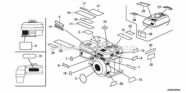 Honda GX120T1 (Type SG24)(VIN# GCAAT-1000001-9999999) Small Engine Page P Diagram