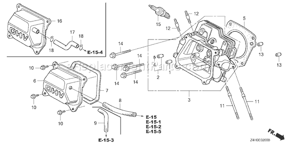 Honda GX120UT1 (Type LX4)(VIN# GCAGT-1000001) Small Engine Page H Diagram