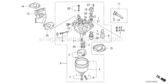 Honda GX120UT1 (Type QWA4)(VIN# GCAGT-1000001) Small Engine Page C Diagram